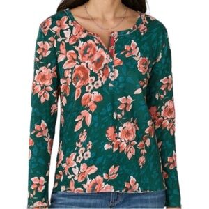 Sundance Rosey Delights Floral Top Henley Tee - Medium